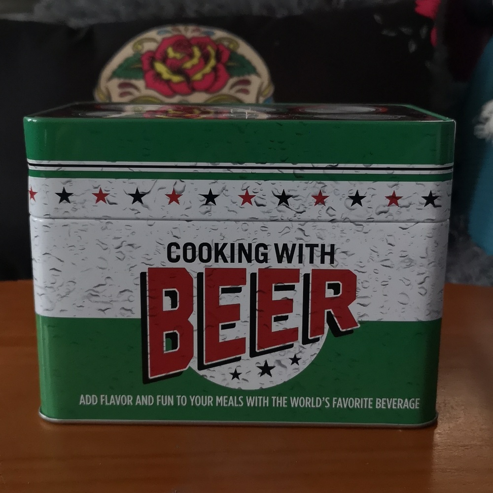 Cooking with Beer Metal Box of Recipes incl Starters, Chilies & More, Grilling